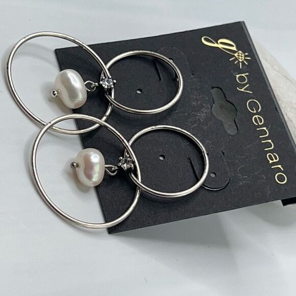 G by Gennaro Dangle Silver Faux Pearls Earrings - Picture 5 of 6